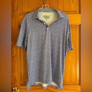 Ibkul Mens Size M Short Sleeve Bottles & Glasses Polo (Modern Fit) Lavender Golf